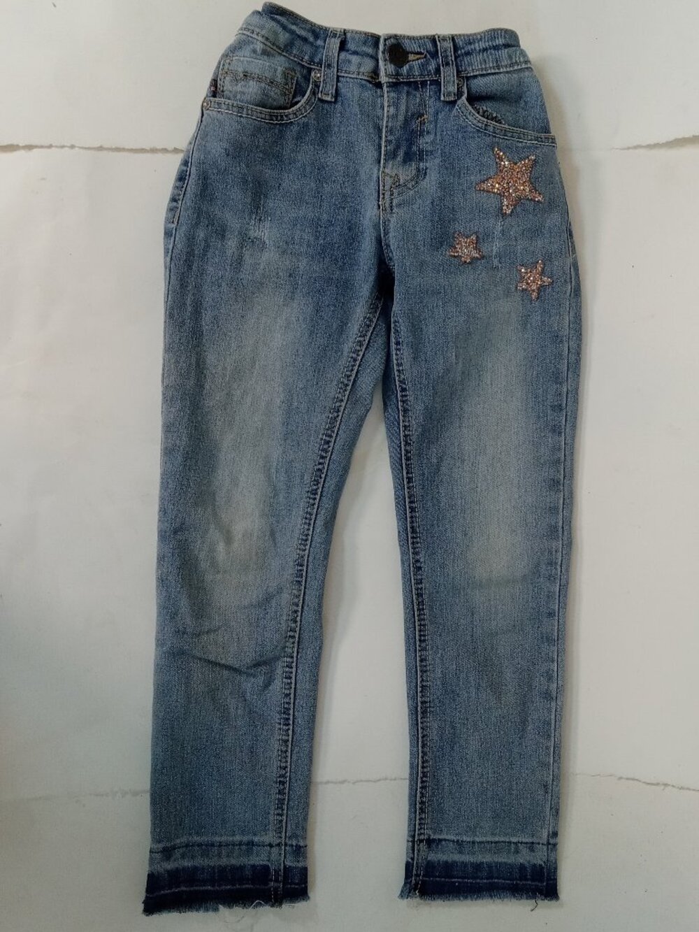 Vigoss Jeans Girls 8 Stretch Austin Ankle Skinny Y2K Pink Beads Sparkle Stars